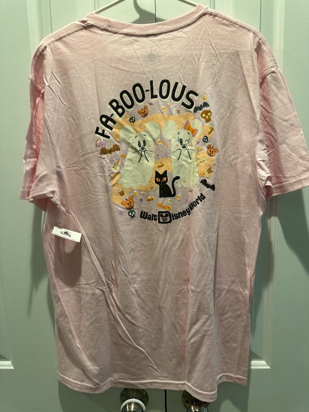 NEW NWT Disney Parks WDW Fa-Boo-Lous Pink Halloween Ghost Tee T-Shirt Size M